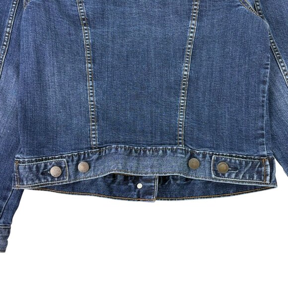 A.N.A Women’s Blue Denim Jean Jacket Size Small Stretch Classic Button Up - Picture 10 of 15